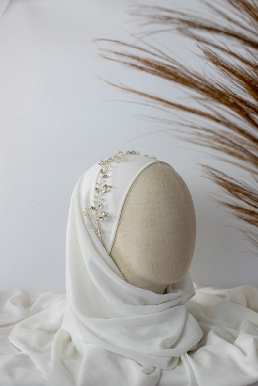 Bijou de tête fin en strass et cristal 