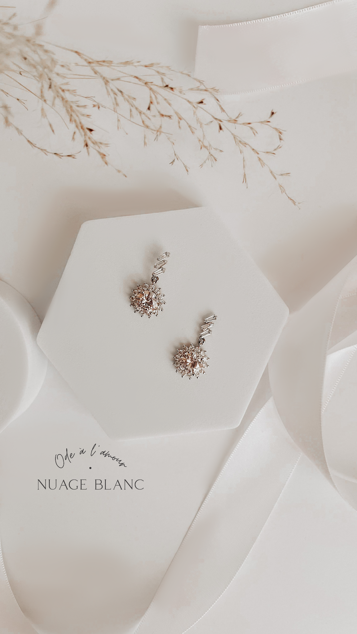 Boucles d’oreilles en zircon avec une base striée 